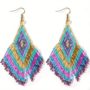 Vibrant Geometric Beaded Earrings